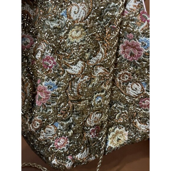 Vintage Walberg Hand Beaded Evening Bag Retro 1950's Style Hong Kong Floral READ - Picture 4 of 6